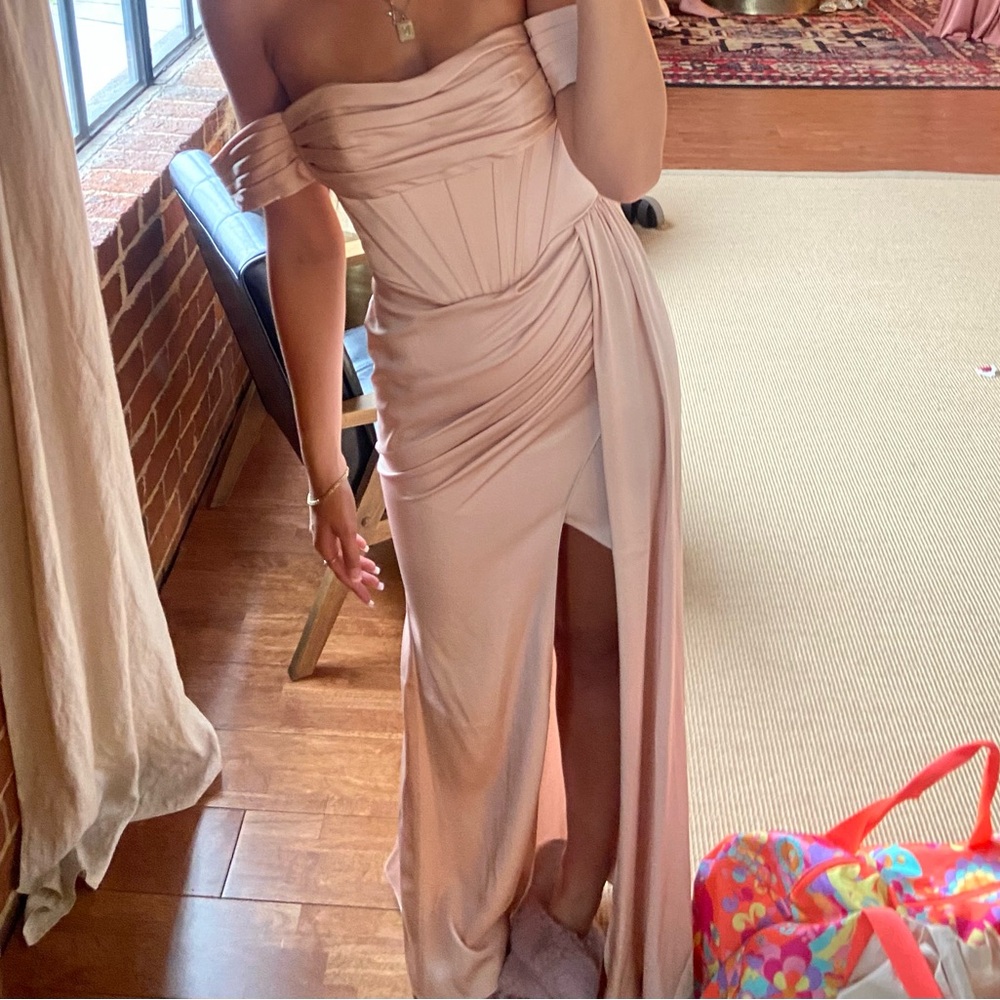 Elegant Off-Shoulder Pink Dress